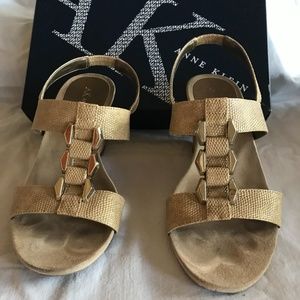 Anne Klein metallic wedge sandal size 6 1/2 M.